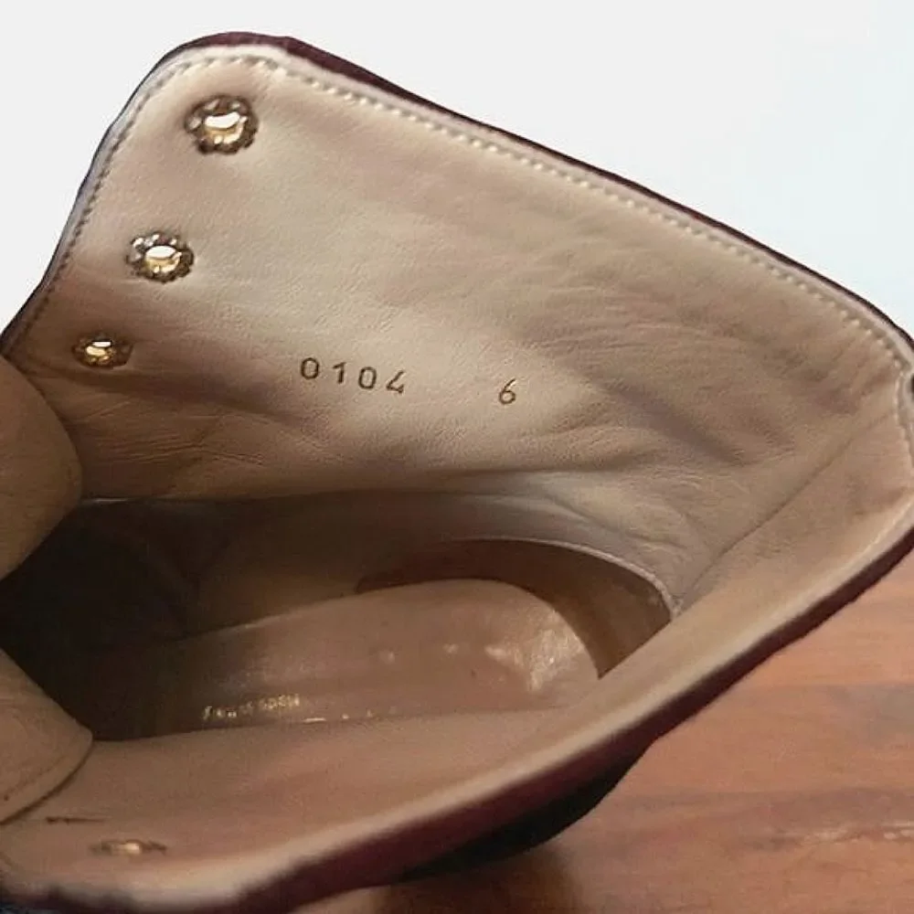 Vtg Mondi black velvet & plum suede ankle boots size 6 - Picture 6 of 8